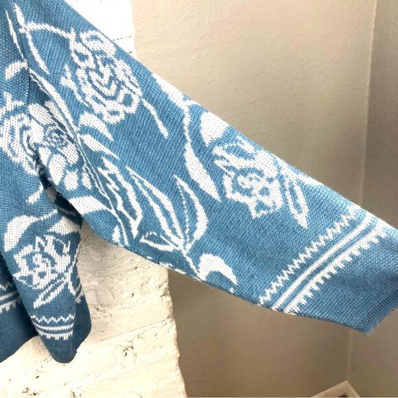 Vintage Plus Size Floral Knit Cardigan Sweater - Picture 5 of 9